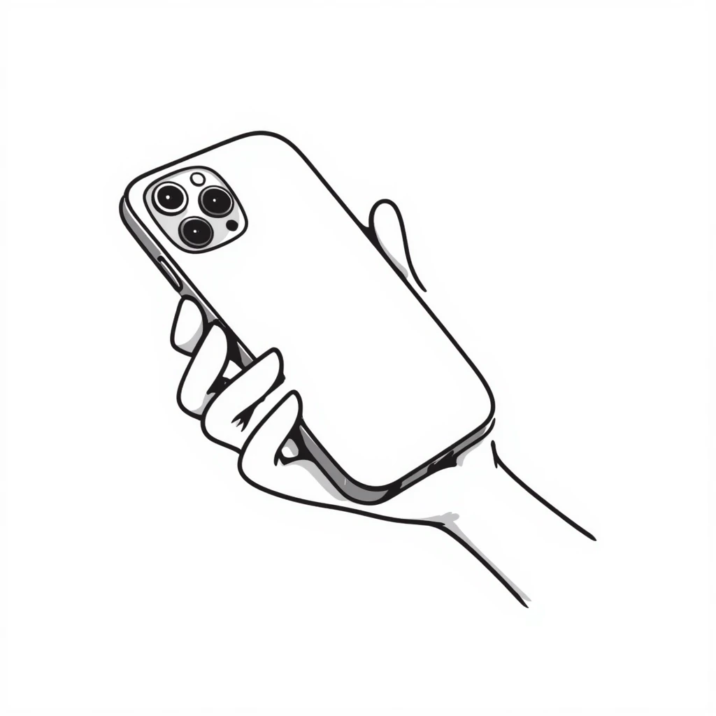 hand-drawn iPhone 15 Pro with action button and camera bump emoji