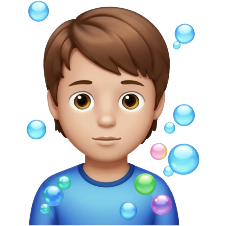 Boy made out of bubbles with brown hair emoji