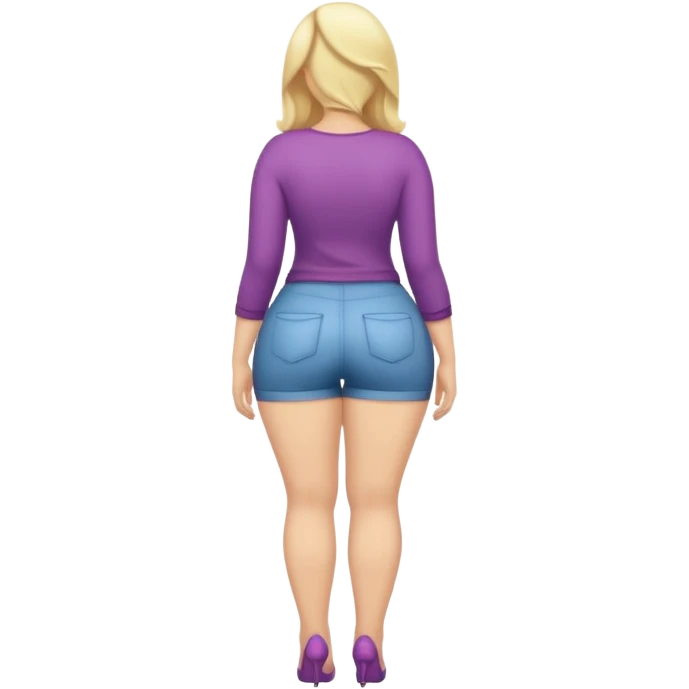 fullbody curvy blonde woman cartoon emoji style back view playful or energetic pose SFW no nudity emoji