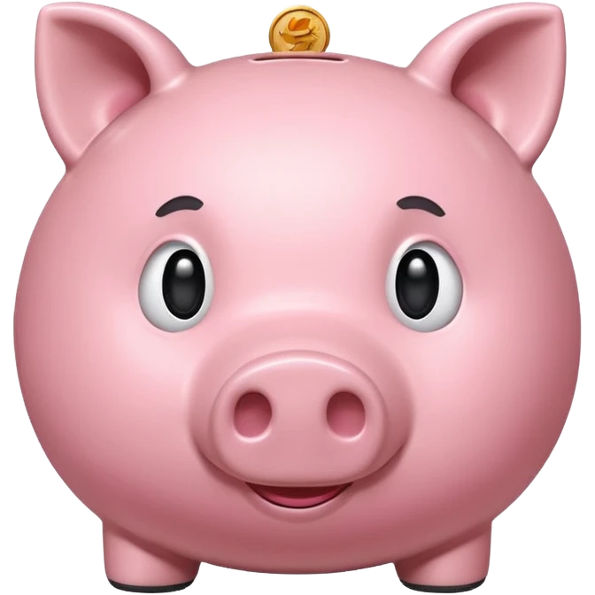 cute pink piggy bank with round snout and classic coin slot emoji