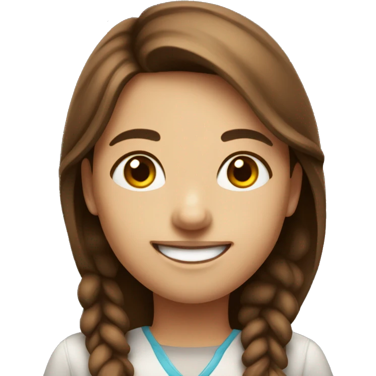 a girl with brown hair with a freindly smile who would work at analytics  emoji