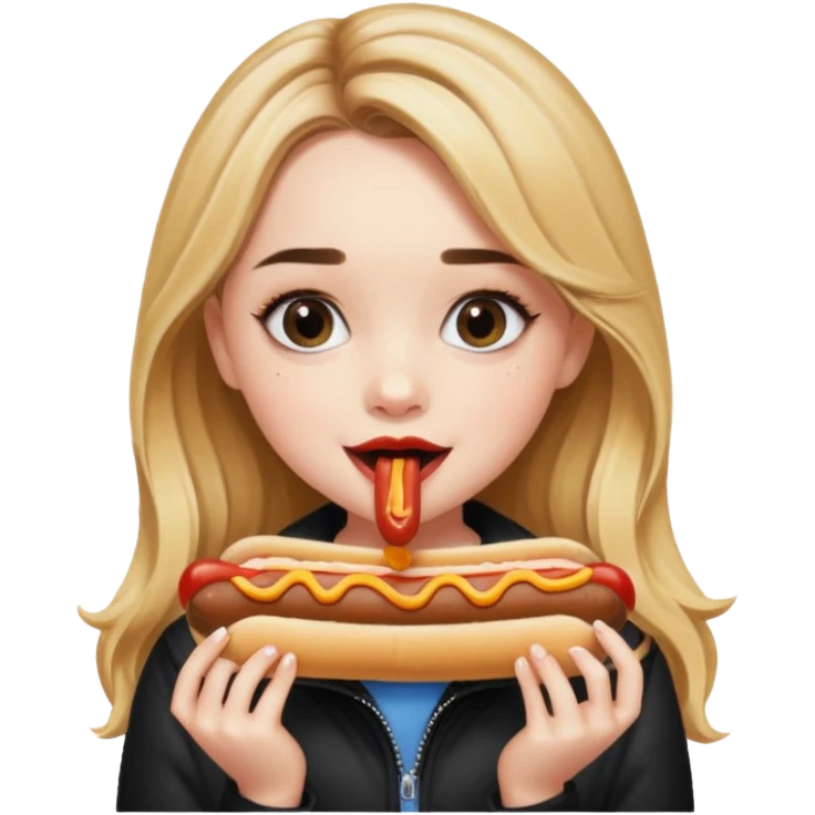Sabrina Carpenter eating a hotdog emoji