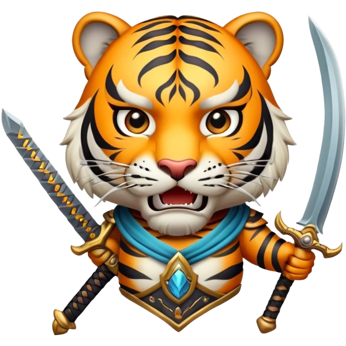tiger face with sword fantasy game character for Twitch emote emoji