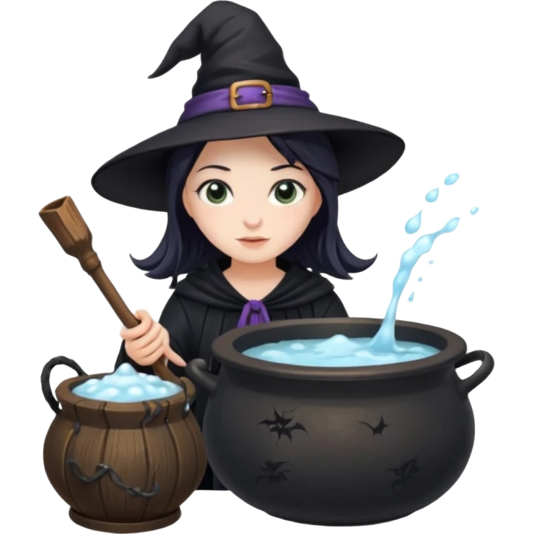 Witch Girl İn A Cauldron mixing Soapy Water emoji