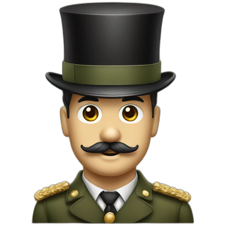 charlie chaplin small mustache with military hat emoji