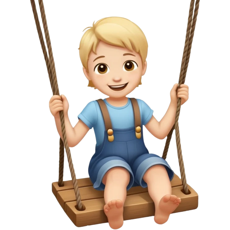 child swinging on a swing, joyful expression emoji