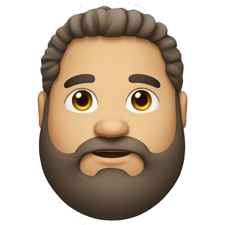 Chubby guy hair. Medium skin with beard emoji