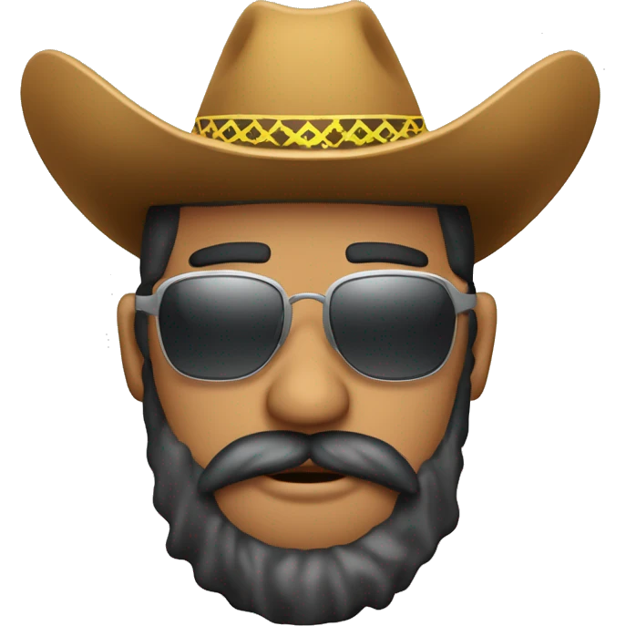 Sombrero vaquero con lentes de sol y barba  emoji