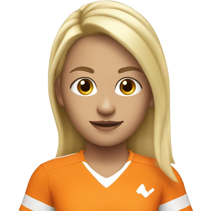 Blonde girl playing football in orange kit  emoji