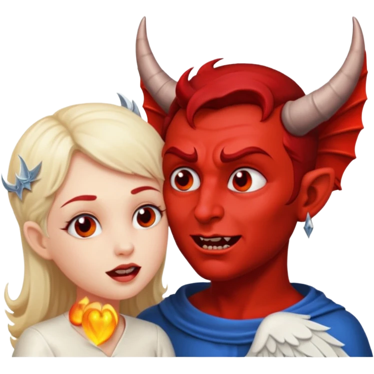 devil and angel whispering to the ear emoji