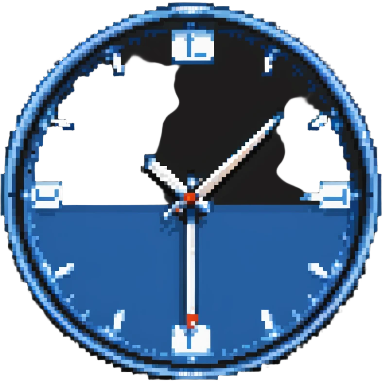 pixel art clock with Dayforce blue and white colors emoji