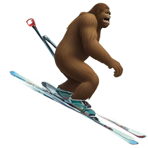Bigfoot on ski’s in the mountain emoji