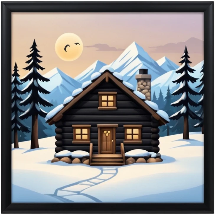 Snowy cabin mountain woods emoji