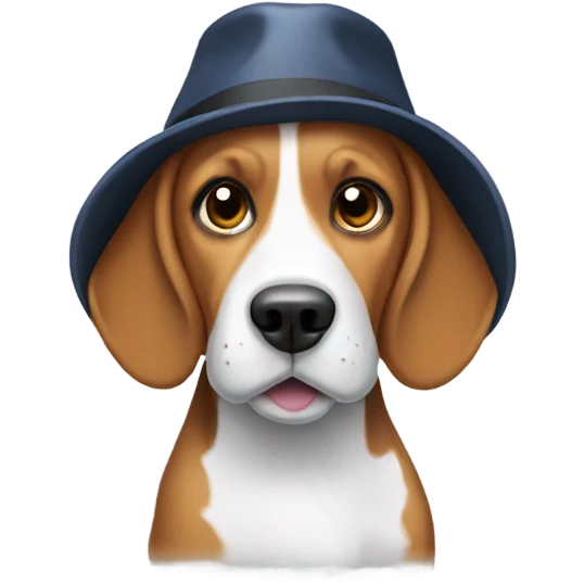 A beagle with a hat emoji