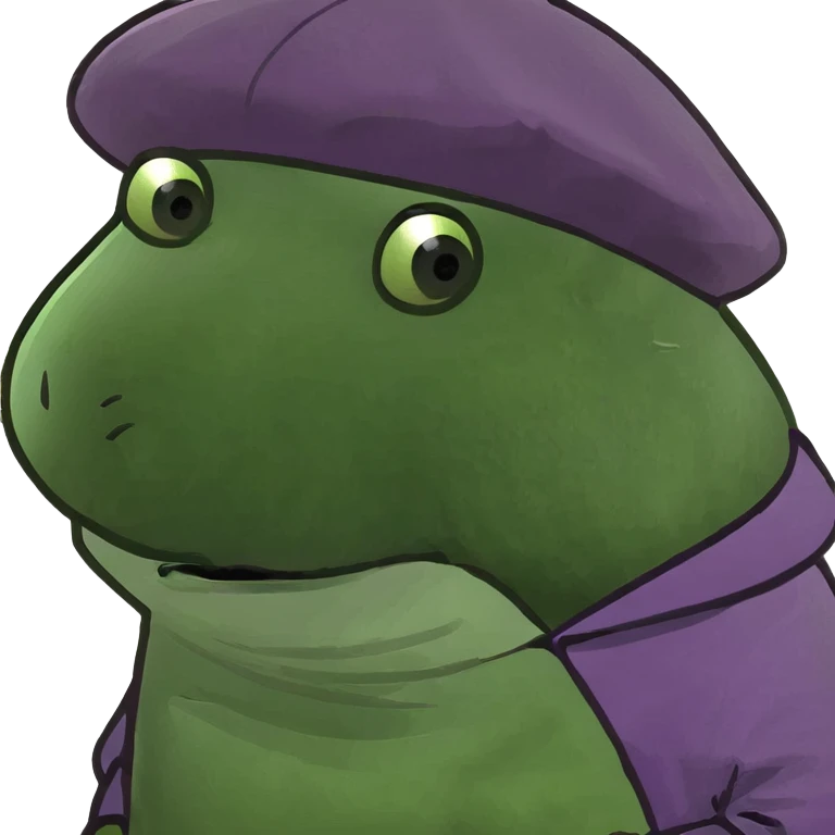 A green pig, in a purple sweatshirt, with a purple cap with a pattern of stars on his head emoji