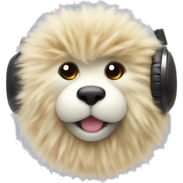 Fluffy fur headphones accessory isolated  emoji