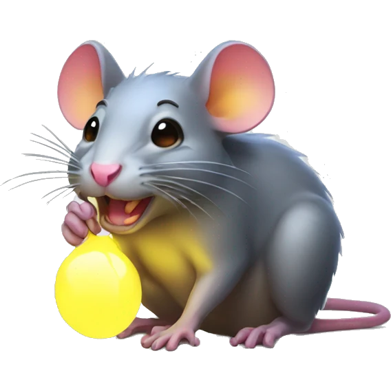 dirty rat with glowing neon emoji