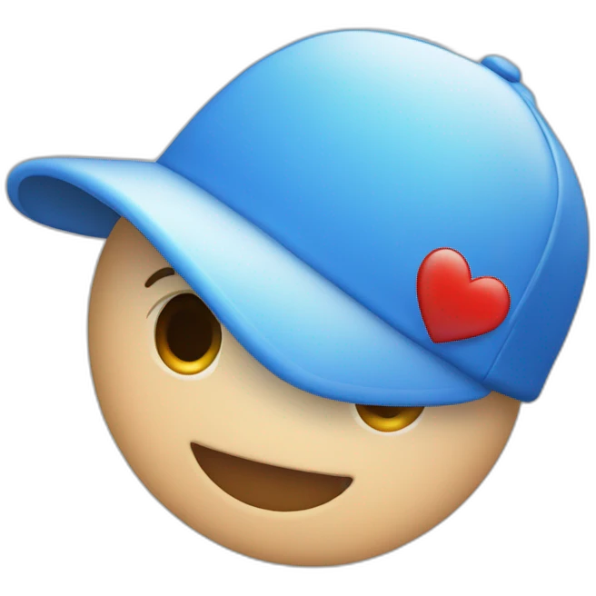 love sign, blue cap, pale face emoji