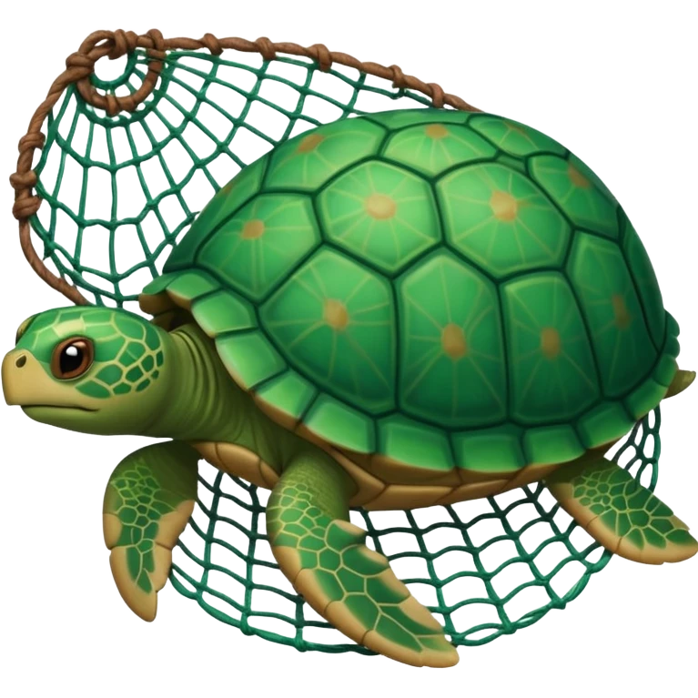 turtle stuck with fishing net emoji