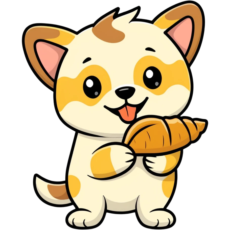 Dog eating croissant  emoji