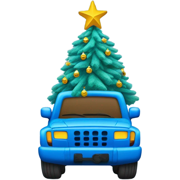 Blue Christmas tree with jeep ornaments  emoji