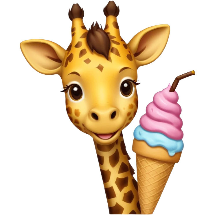 dondurma yiyen zürafa emoji