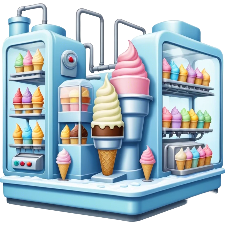 Ice cream factory with machines and production lines emoji
