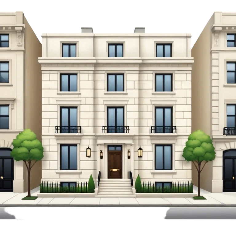 upper east side townhouse, white limestone, classic modern, exterior view emoji