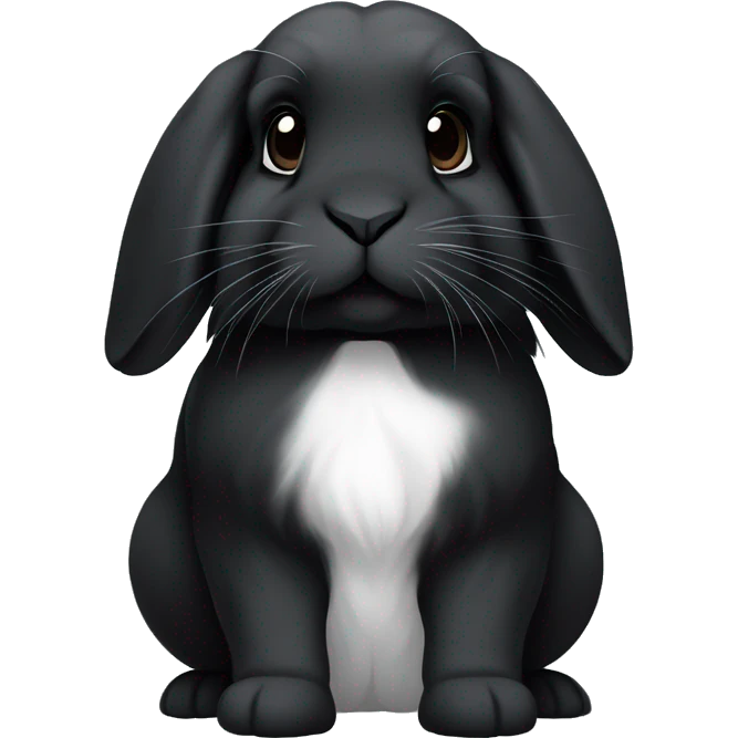 black holland lop bunny (portrait, facing forward, iOS 17 style, happy) emoji