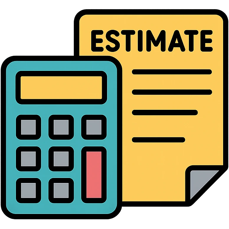 estimate icon, calculator and document, modern, clean, minimal, color outline style emoji