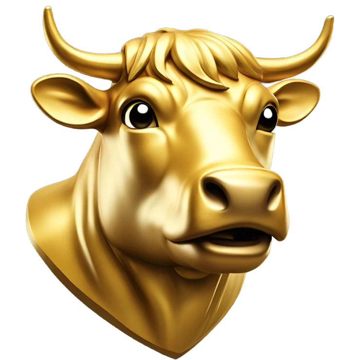 golden wall street bull portrait mascot  emoji