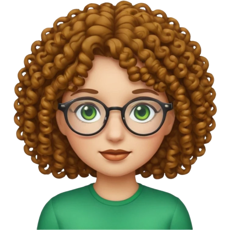emoji de chica con cabello rizado, gafas y ojos verdes emoji