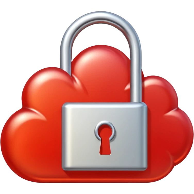 a red glowing cloud with a padlock emoji