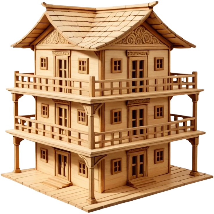 A handcrafted wooden home reflecting the aesthetic of ancient Lycia, created with sustainable, modular interlocking wood. emoji