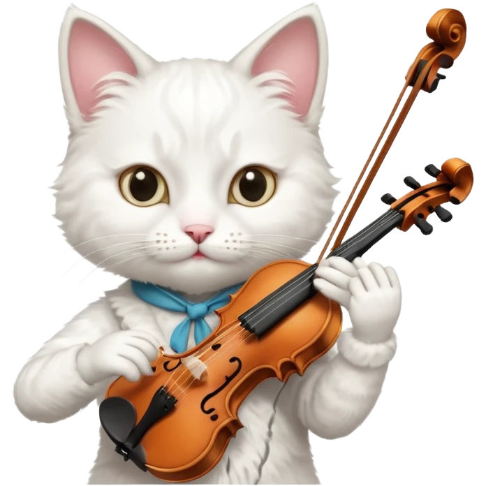 white cat play violin emoji