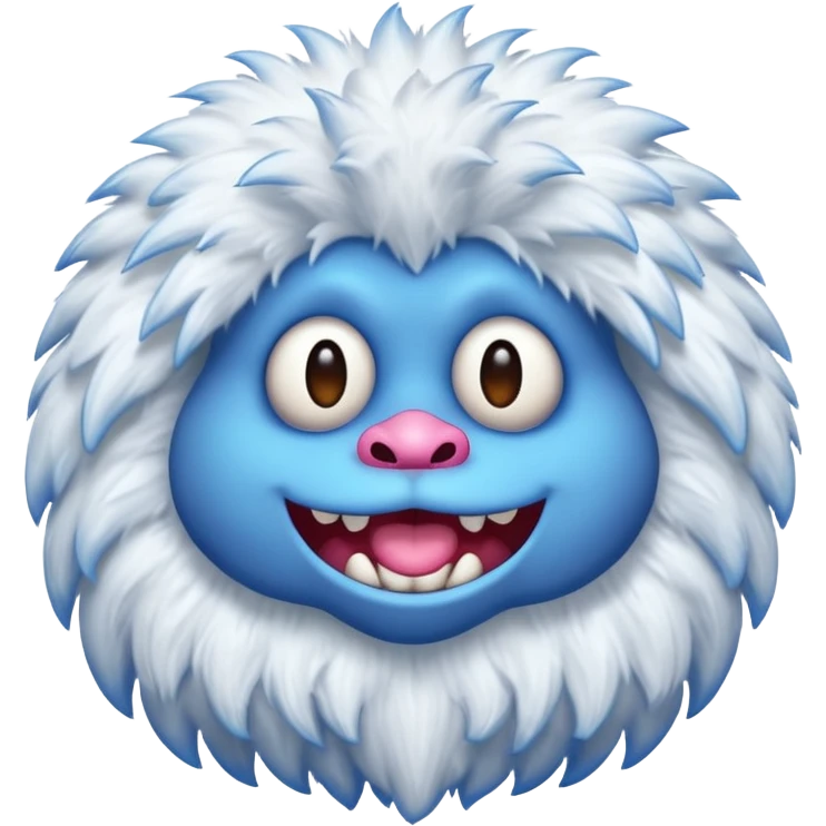 Mammott from My Singing Monsters as a cute emoji, fluffy white fur, big blue lips, friendly expression, simple background emoji