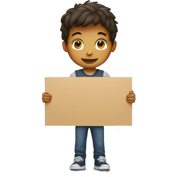 boy holding up a sign emoji