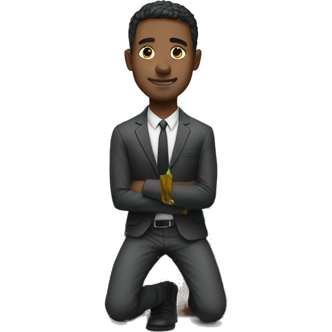 man kneeling in front of desk emoji