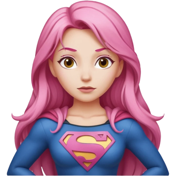 super woman with long pink hair hands on hips emoji