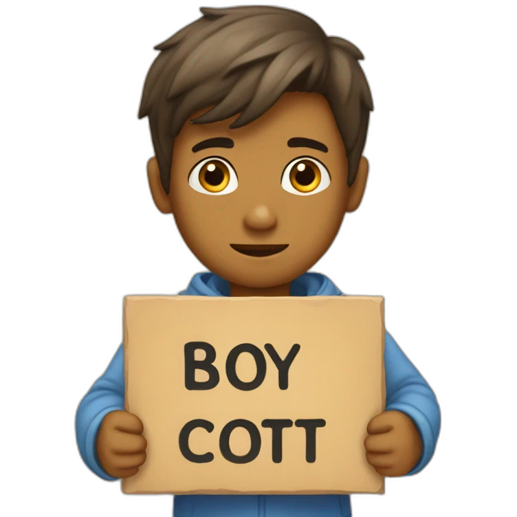 Placard with "BOY COTT" written on it emoji