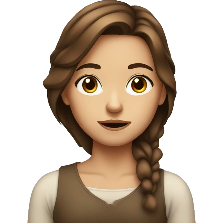 A girl with brown hair giving a side eye look emoji