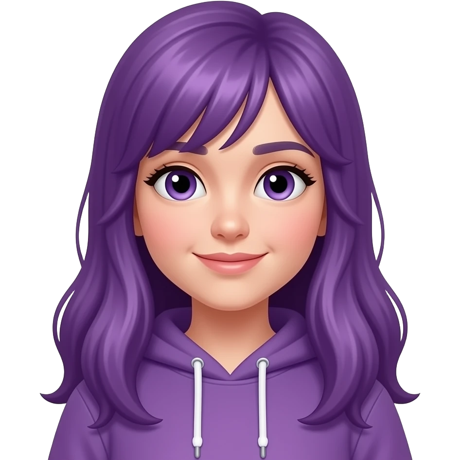 GIRL WITH LONG PURPLE HAIR WITH A HOODIE emoji