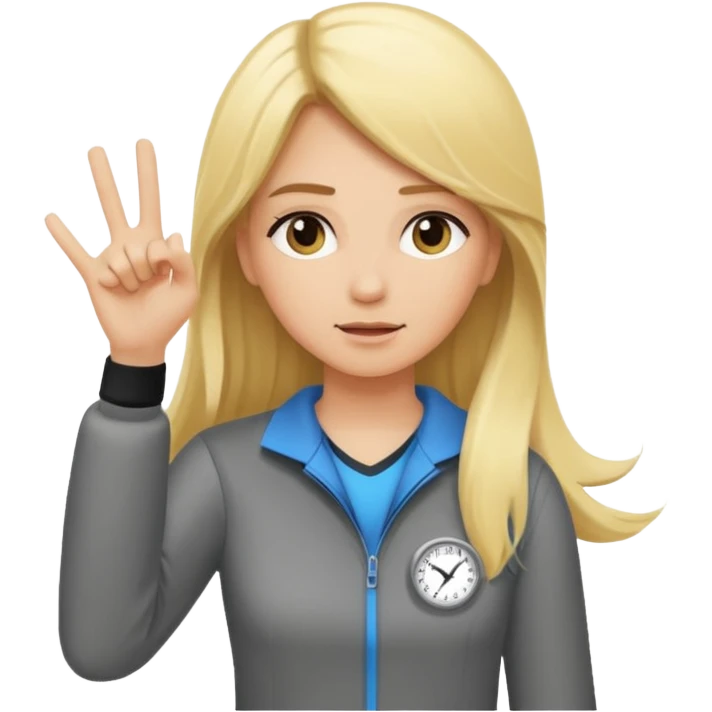 blonde cartoon girl long hair sports coach signaling time out emoji