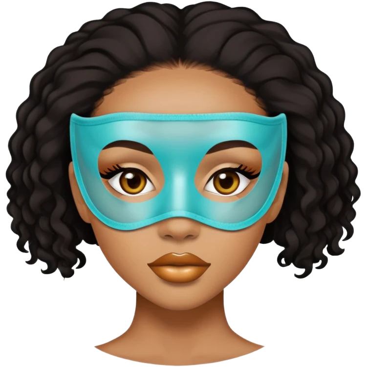 black girl (lightskin) wearing a beauty mask on her face emoji
