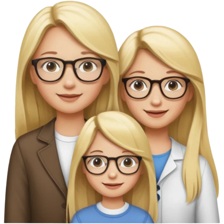je voudrai un emoji d'une fille aux cheveux longs et blonds avec des lunettes en FAMILLE emoji