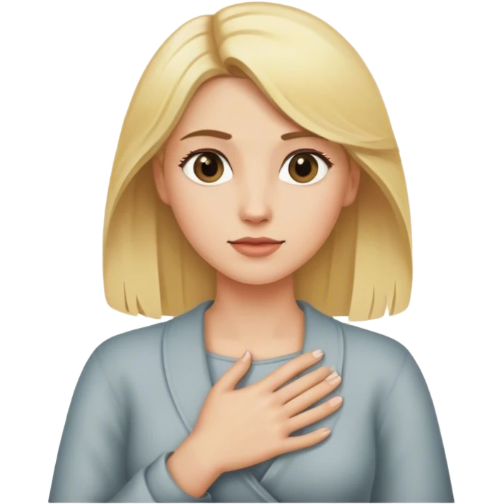 a blonde women put his  hand to the left of his chest emoji