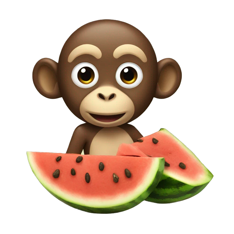 Monkey eating watermelon and chicken emoji