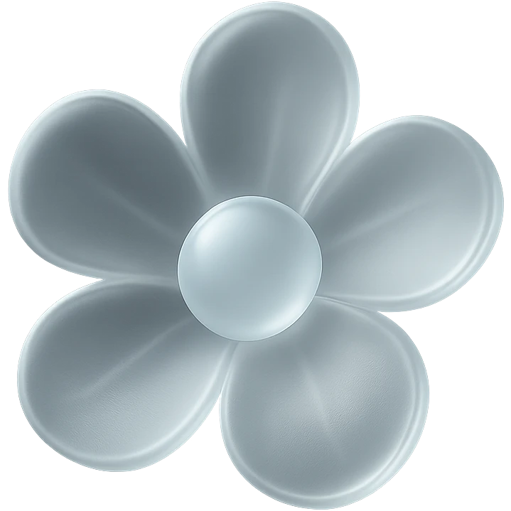 transparent flower, shiny and translucent glass style emoji
