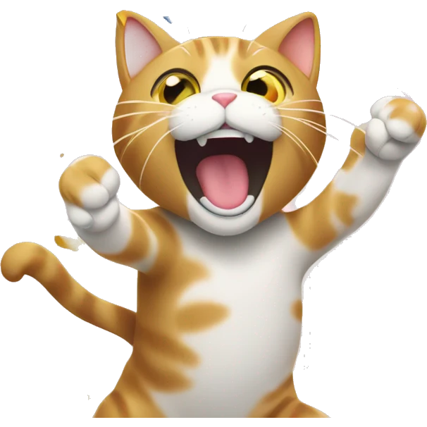 Cat cheering with confetti around emoji