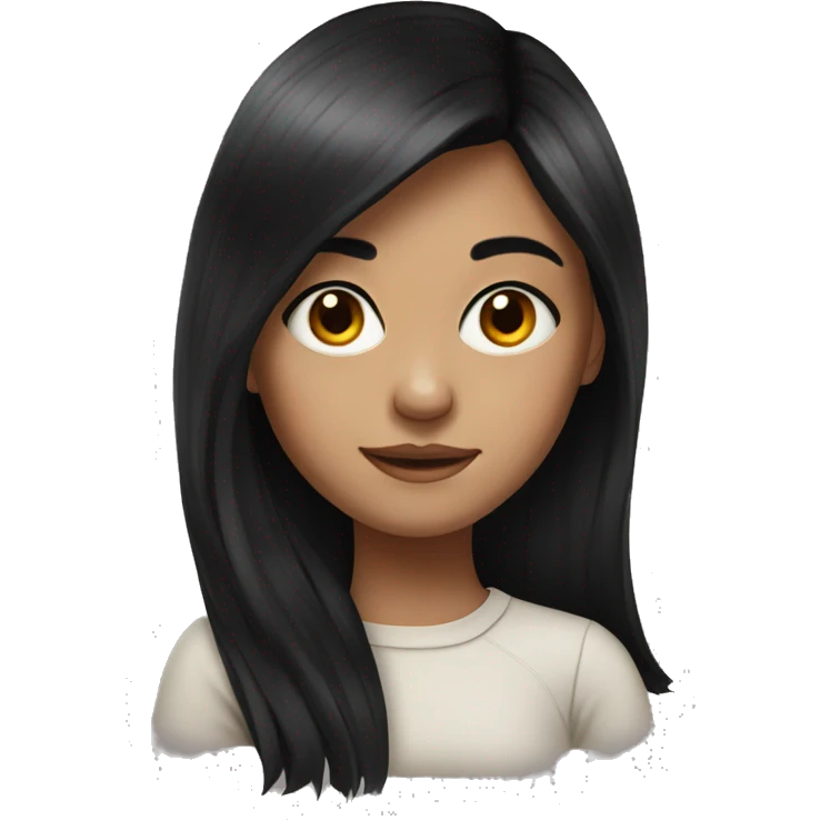 realistic portrait of girl with black hair  emoji